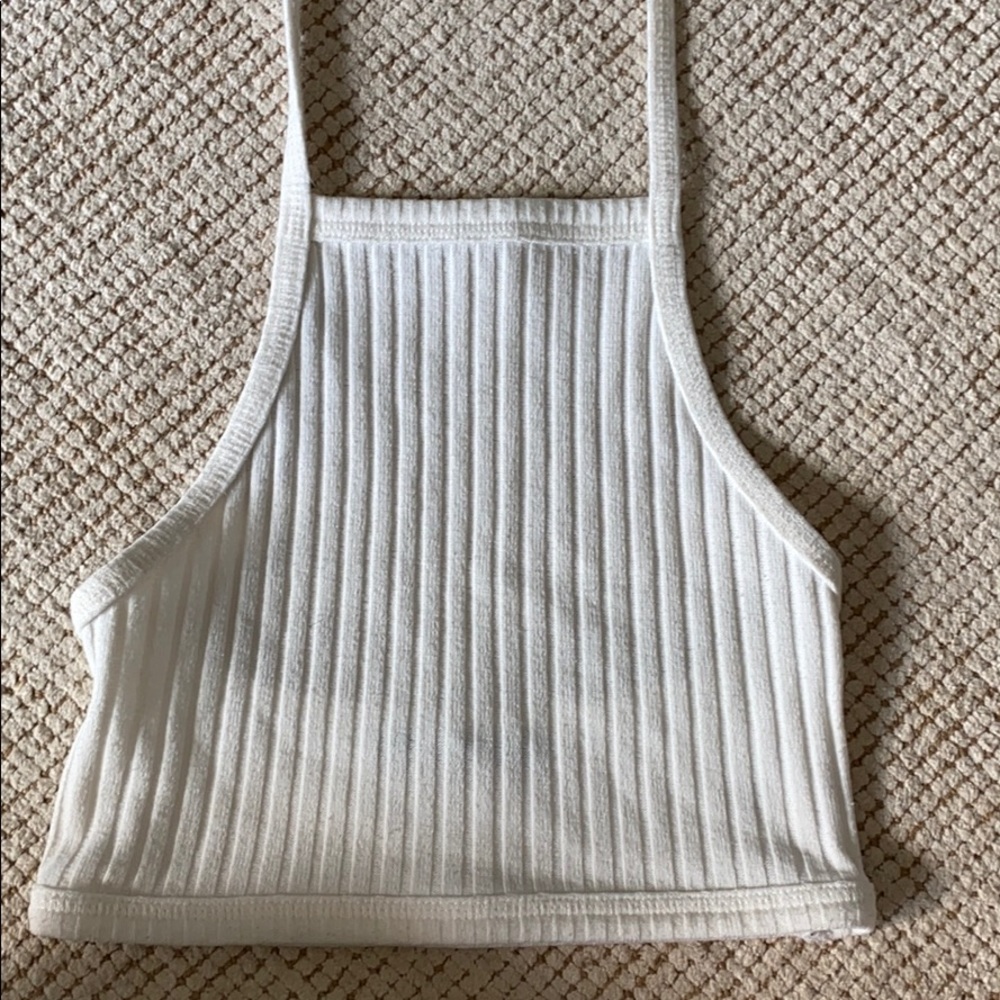 White halter crop top